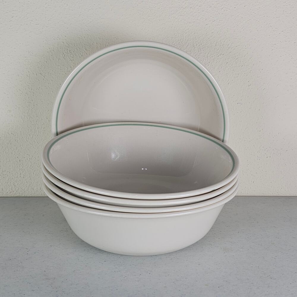 5 Corelle Calico Rose Cereal Bowls 6.25" Sandstone Teal Green Ring